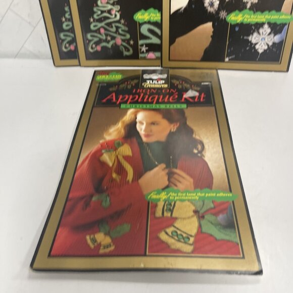 Lot Of 4 Vintage Tulip Treasures Iron On Applique Kit 90s Ugly Christmas Sweater - Picture 2 of 6